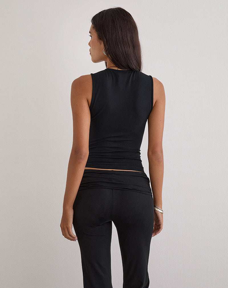 Women's Rayon Jersey Fashion Bodycon Top in Black for Everyday Wear