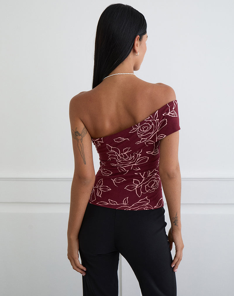 Women's Rayon Jersey Bardot Off-Shoulder Bodycon Top in Rose for Everyday Wear