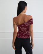 Women's Rayon Jersey Bardot Off-Shoulder Bodycon Top in Rose for Everyday Wear