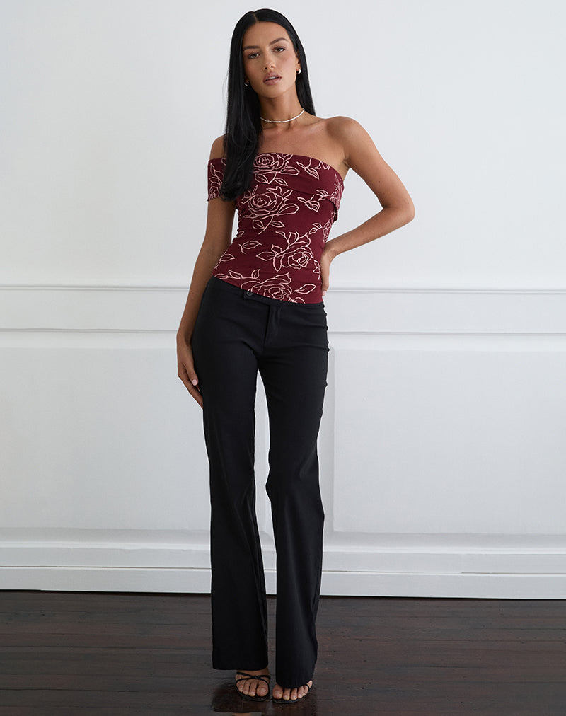 Women's Rayon Jersey Bardot Off-Shoulder Bodycon Top in Rose for Everyday Wear