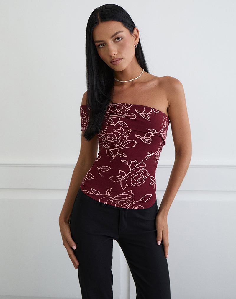 Women's Rayon Jersey Bardot Off-Shoulder Bodycon Top in Rose for Everyday Wear