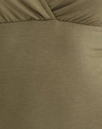 Women's Rayon Jersey Fashion Top with V-Neckline in Khaki for Everyday Wear