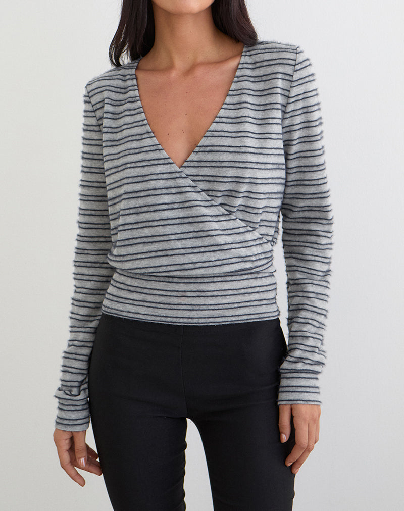 Women's Knit Long Sleeve Top in Black for Everyday Wear