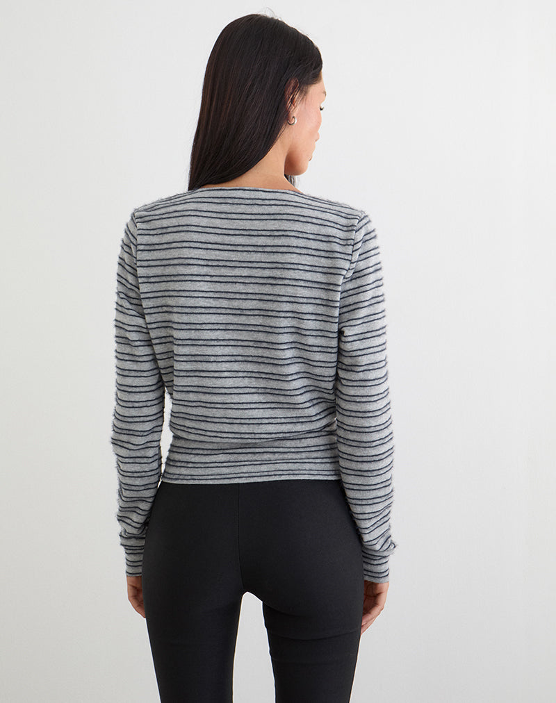 Women's Knit Long Sleeve Top in Black for Everyday Wear