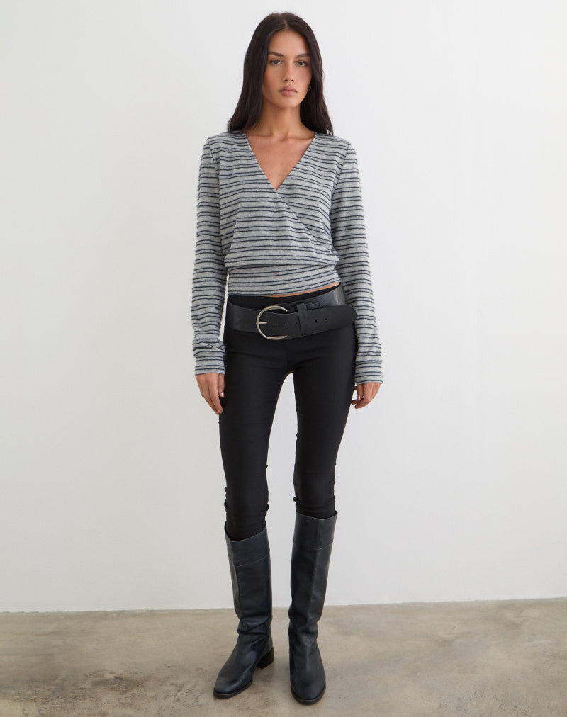 Women's Knit Long Sleeve Top in Black for Everyday Wear
