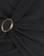 Women's Knit Long Sleeve Top with V-Neckline in Black for Everyday Wear