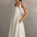 Women's Natural Strapless Tube Maxi Dress Minimalist Chic Sleeveless A-Line Summer Bridal Casual Dress
