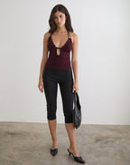 Women's Rayon Jersey Halterneck Top in Plum for Everyday Wear