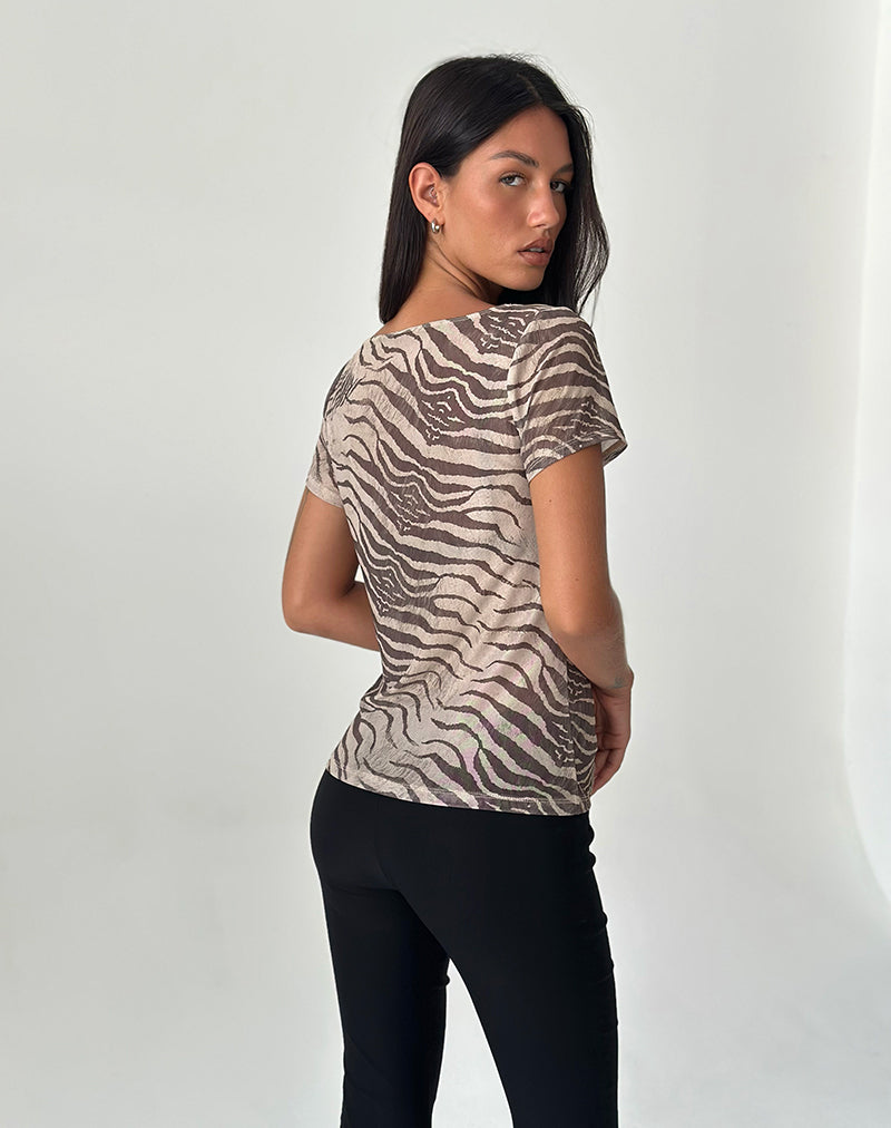 Women's Sheer Mesh Fashion Top in Print for Everyday Wear