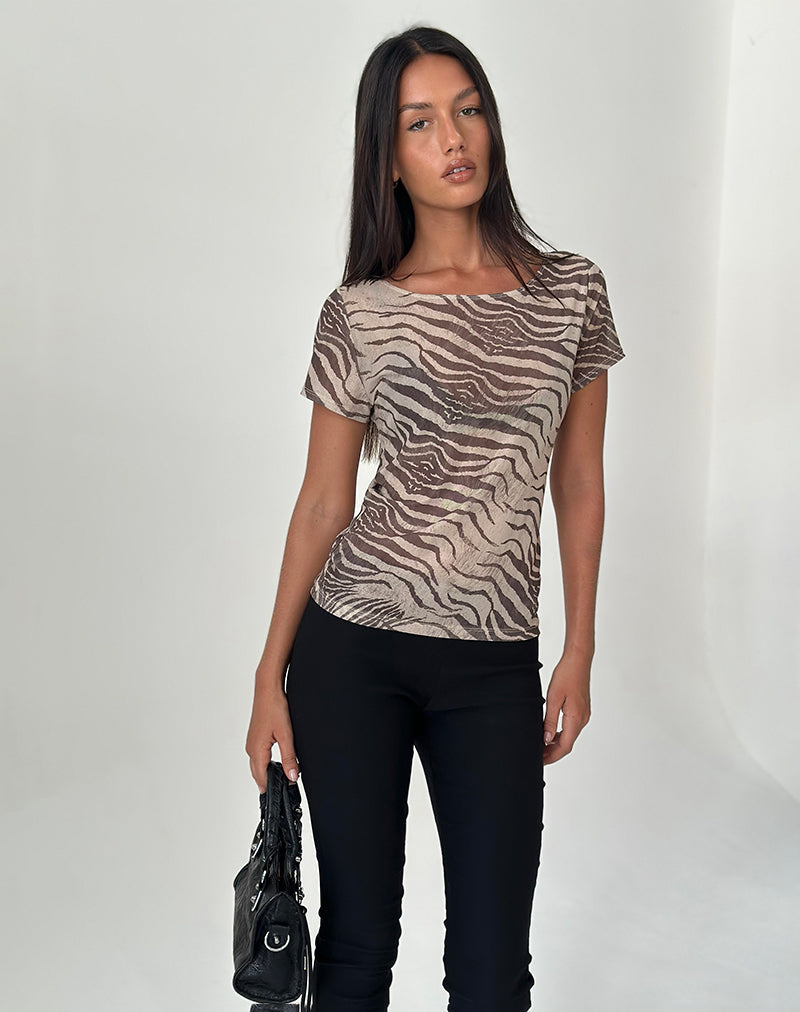 Women's Sheer Mesh Fashion Top in Print for Everyday Wear