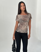 Women's Sheer Mesh Fashion Top in Print for Everyday Wear