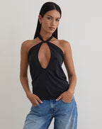 Women's Long Sleeve Top with Off-Shoulder in Black for Everyday Wear