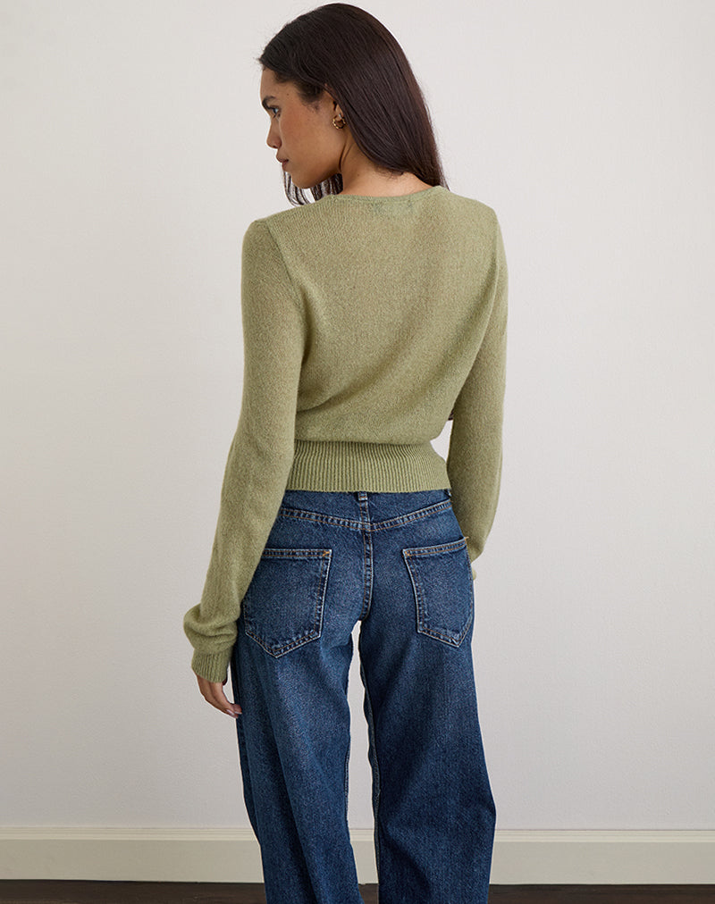 Women's Knit Fashion Top in Green for Everyday Wear