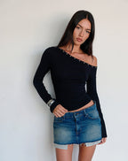 Women's Jersey Shift Midi Dress with Asymmetric Neckline in Black for Everyday Wear