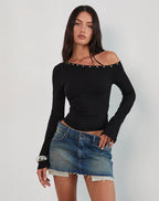 Women's Jersey Shift Midi Dress with Asymmetric Neckline in Black for Everyday Wear