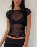 Women's Sheer Mesh Shift Midi Dress in Black for Everyday Wear