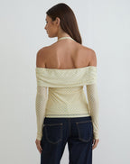 Women's Sheer Mesh Halterneck Top in Yellow for Everyday Wear