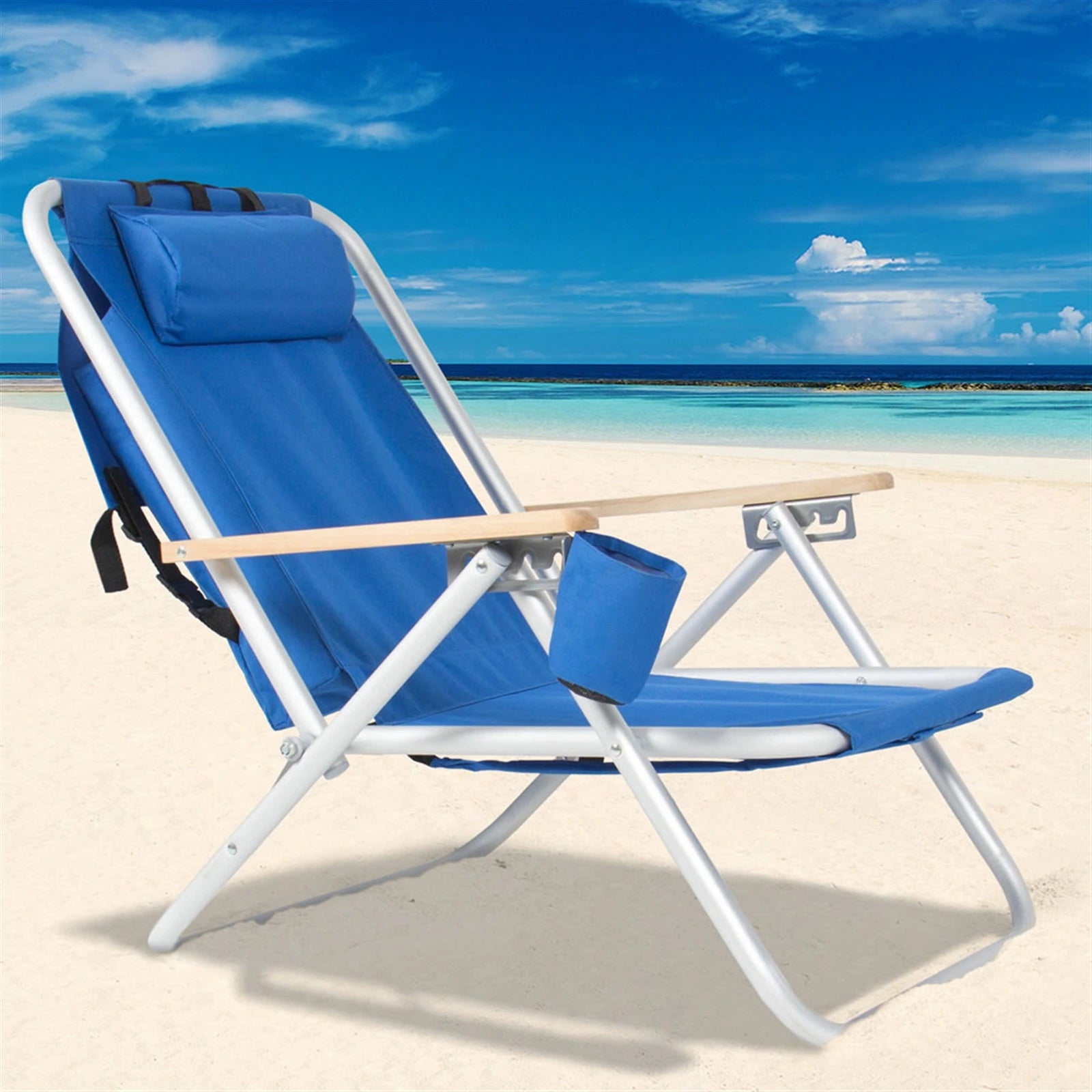 Outdoor Comfort | Portable Beach Chair with Adjustable Headrest | Lightweight Folding Design for Ultimate Relaxation