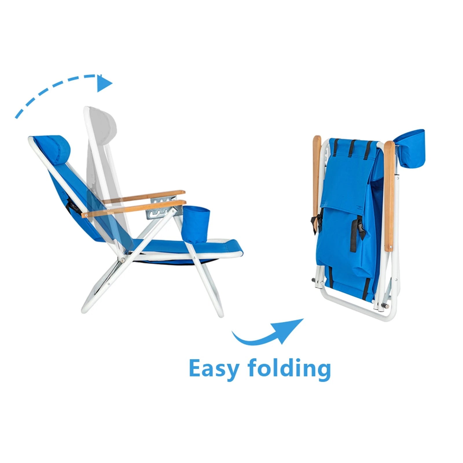 Outdoor Comfort | Portable Beach Chair with Adjustable Headrest | Lightweight Folding Design for Ultimate Relaxation