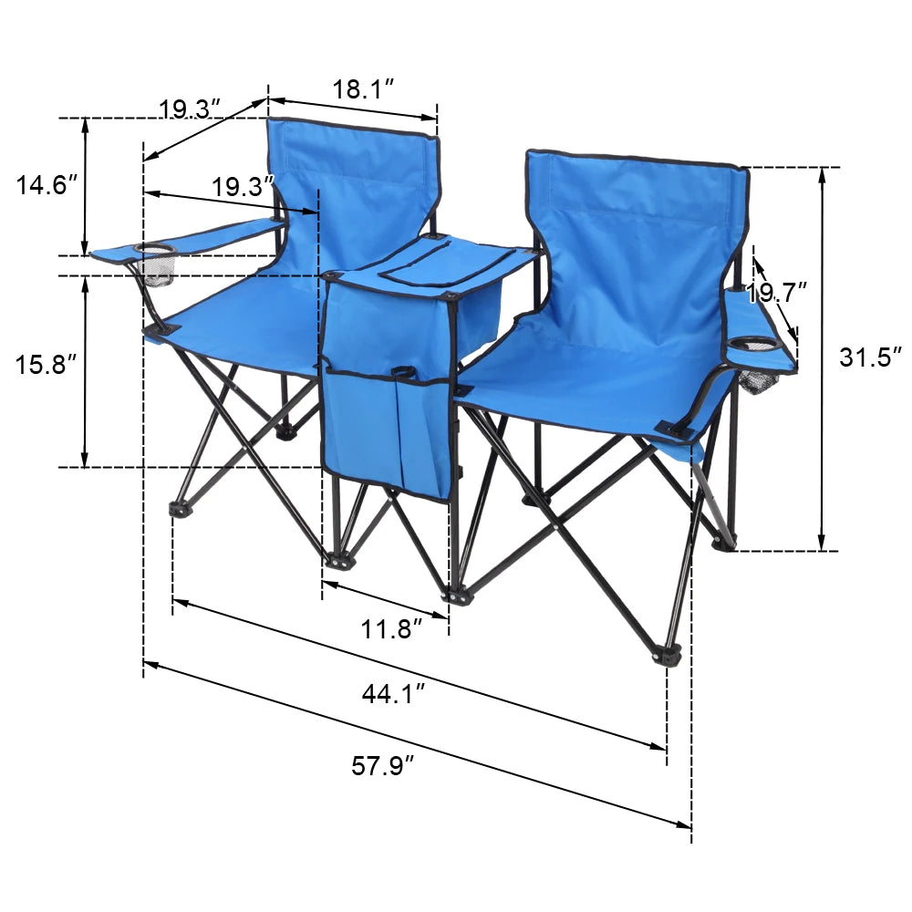 Outdoor Essentials | Beach Chair with Removable Umbrella | Portable 2-Seat Design for Sun Protection