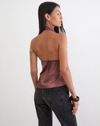 Women's Satin Asymmetric Top with Cowl Neckline for Everyday Wear