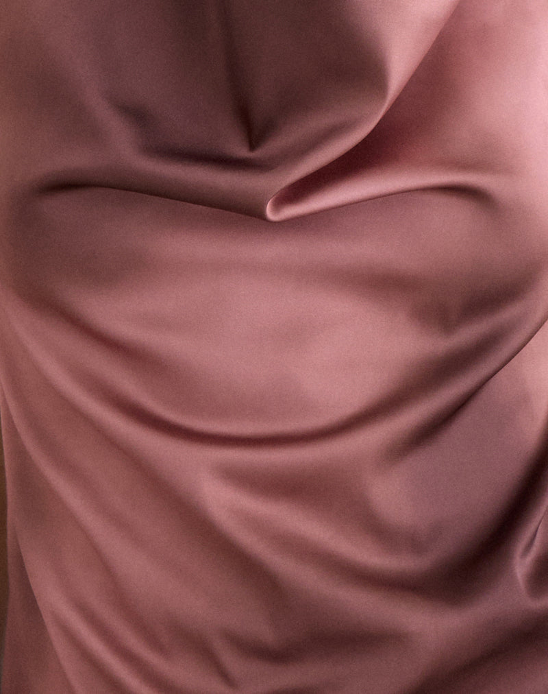 Women's Satin Asymmetric Top with Cowl Neckline for Everyday Wear