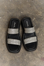 Women's Open-Toe Mule Sandals in Pattern with Cushioned Sole for All-Day Comfort
