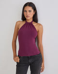 Women's Rayon Jersey Halterneck Bodycon Top in Purple for Everyday Wear