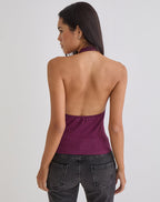 Women's Rayon Jersey Halterneck Bodycon Top in Purple for Everyday Wear