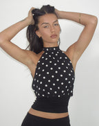 Women's Halterneck Top in Black Flattering Fit for Everyday Wear