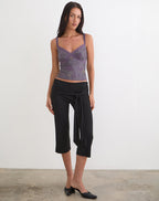 Women's Flock Fabric Cami Bodycon Top in Purple for Everyday Wear