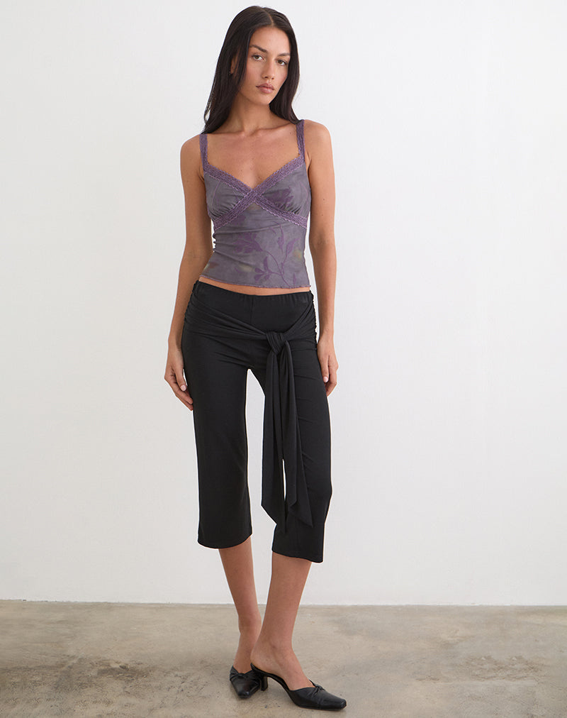 Women's Flock Fabric Cami Bodycon Top in Purple for Everyday Wear