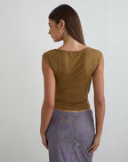 Women's Shift Fitted Midi Dress with Cowl Neckline in Yellow for Everyday Wear