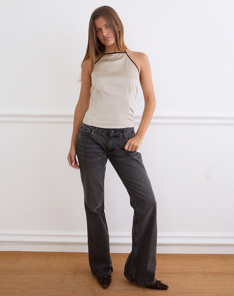 Women's Satin Fashion Top in Brown for Everyday Wear