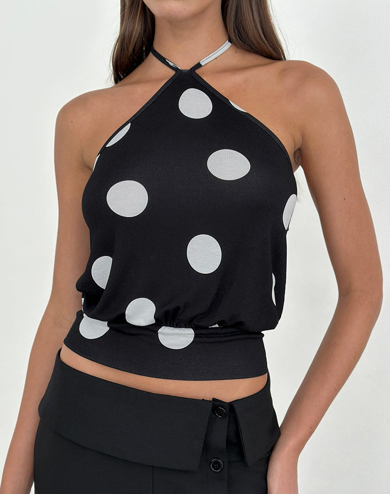 Women's Halterneck Relaxed Top in Black for Everyday Wear