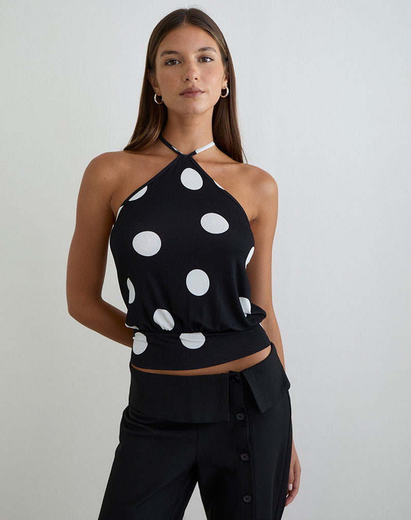 Women's Halterneck Relaxed Top in Black for Everyday Wear