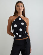 Women's Halterneck Relaxed Top in Black for Everyday Wear