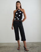 Women's Halterneck Relaxed Top in Black for Everyday Wear
