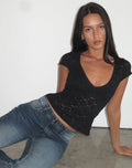 Women's Lace Fashion Top with V-Neckline in Black for Everyday Wear