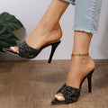 Women's Sequin Heeled Evening Sandals in Sequin with Cushioned Sole for All-Day Comfort