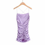 Women's Black Spaghetti Strap Ruched Bodycon Mini Dress – Sexy Casual Night Out Club Party Date Dress