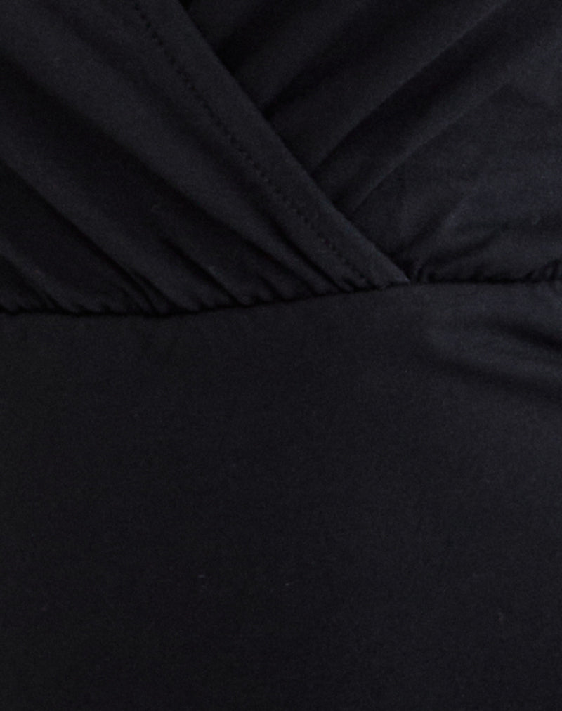 Women's Long Sleeve Top with V-Neckline in Black for Everyday Wear