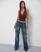 Women's Fashion Top with Cowl Neckline in Chocolate for Everyday Wear
