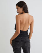 Women's Fashion Top with Cowl Neckline in Black for Everyday Wear