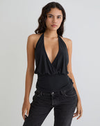 Women's Fashion Top with Cowl Neckline in Black for Everyday Wear