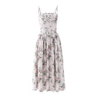 Women's Floral Corset Bodice Spaghetti Strap A-Line Maxi Dress – Romantic Cottagecore Garden Party Wedding Guest Summer Dress