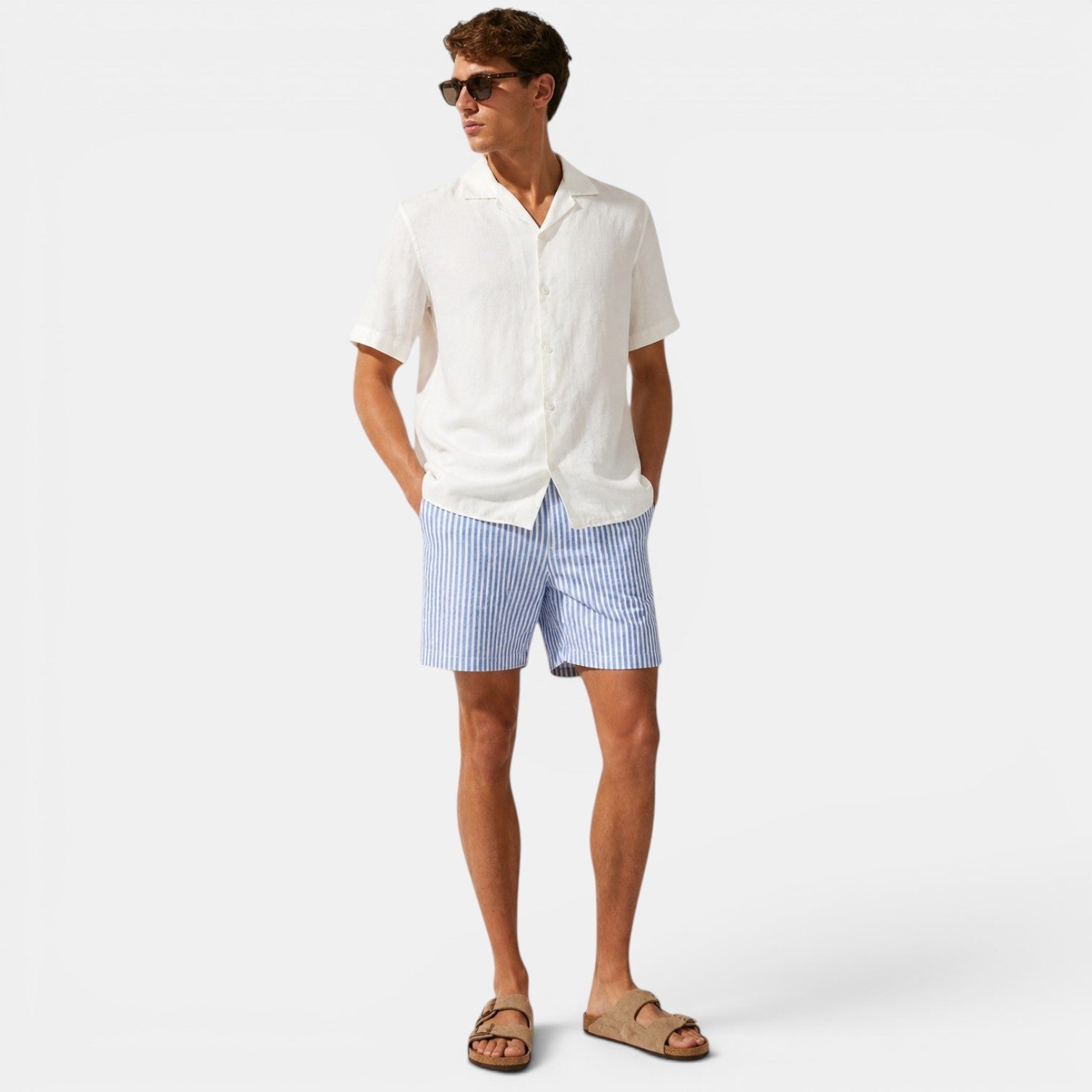 Timeless Riviera | Men's Shorts with Lightweight Linen Fabric | Striped Design for Effortless Summer Comfort