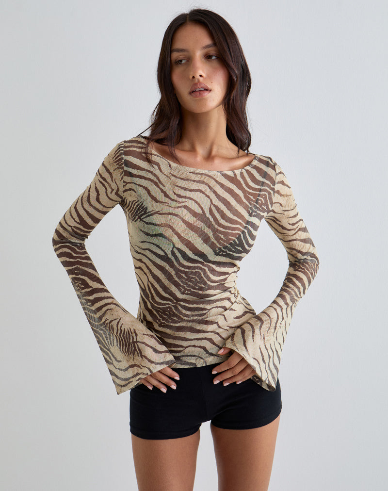 Women's Sheer Mesh Long Sleeve Bodycon Top for Everyday Wear