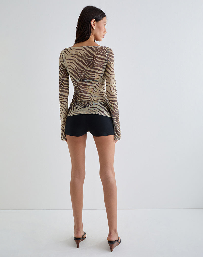 Women's Sheer Mesh Long Sleeve Bodycon Top for Everyday Wear