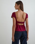 Women's Corset Top with V-Neckline in Burgundy for Everyday Wear